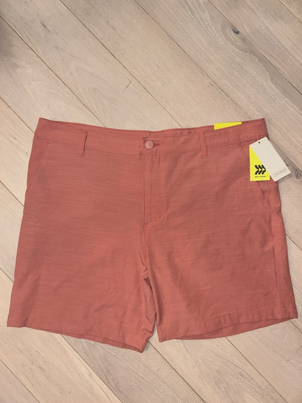 all in motion Men's Coral-Rust Flat Front Shorts